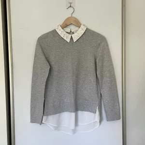 Ted Baker Zoilaa Embellished Collar Layer Sweater Sz 1 Oversized 3D Flower Knit - Picture 1 of 16