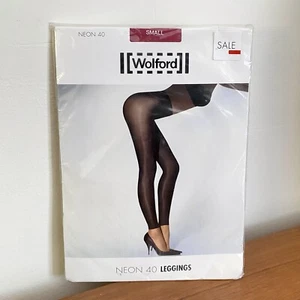 WOLFORD ~ Poppy RED Neon 40 ULTRA Glossy SEMI Transparent LEGGINGS Size S - Picture 1 of 12