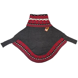 PONCHO ABRIGO CAPA GRIS MUJER ALPACA ANDINA HECHO A MANO M - Imagen 1 de 7