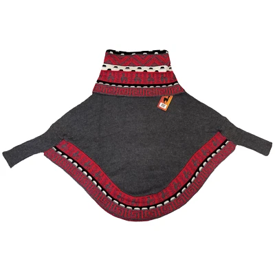 PONCHO ABRIGO CAPA GRIS MUJER ALPACA ANDINA HECHO A MANO M Foto 1 de 4