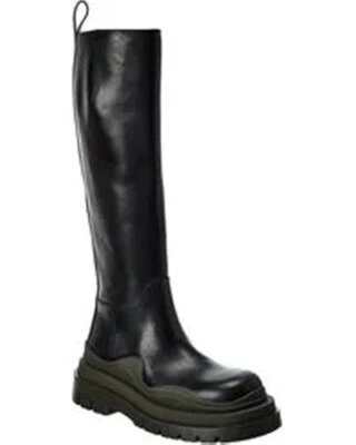 New! Bottega Veneta BLACK ‘Tire’ Knee-High Leather Boots Size 37 7 US - Image 1 of 4
