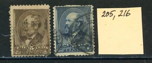 US Scott # 205, 216 - Used - CV=$29.50              (5-C201) - Picture 1 of 1