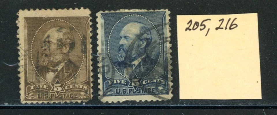 US Scott # 205, 216 - Used - CV=$29.50              (5-C201) - Image 1 of 1