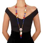 Dolce And Gabbana Amore Cur Boite Rose Perles Chaine Collier Or Rouge Bleu 12338