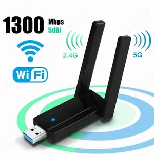 1300Mbps WiFi Adapter Antenna 2.4G/5.8G Dual Band USB3.0 for Mac/Desktop/Laptop - Picture 1 of 7
