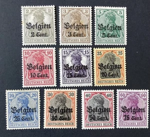 64. Belgium, German Occupation in WWI overprint ,10 pcs ,Sc# N10-21 ,MH - Picture 1 of 2