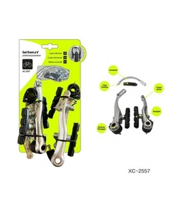 SET FRENI A V BULLONI PASTIGLIE CONDOTTO TUBO FONDINA FRENO BICICLETTA XC-2557 - Foto 1 di 1