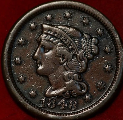 1848 Philadelphia Mint Copper Braided Hair Large Cent - Image 1 of 2