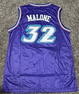NEW Karl Malone Jersey Men's Large Purple Utah Jazz 32 SEWN - Picture 1 of 2