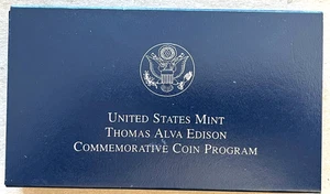 2004 Thomas Alva Edison Proof 90% Silver Dollar US Mint $1 Coin Box and COA - Picture 1 of 6