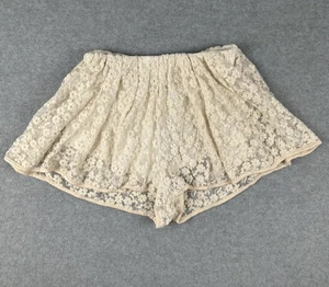 POL Shorts gefüttert Spitze Damen klein elfenbein Blumen bestickt Gummibund Boho - Bild 1 von 11