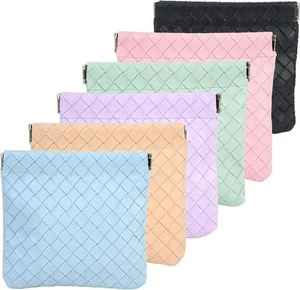 6pcs Small Makeup Bag, Squeeze Purse Organizer, Waterproof Leather No Zipper - Picture 1 of 9