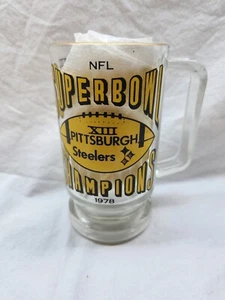 Vintage Pittsburgh Steelers vs Cowboys 1978 Super Bowl XIII 13 Glass Mug - Picture 1 of 4