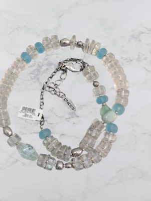 Collar largo de cuentas gruesas de vidrio acrílico y piedra verde y transparente Chico's   Foto 1 de 4