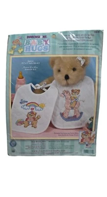 Vintage Dimensions Bear Buddy Bibs Cross Stitch Kit 72819 - 2002 NOS Baby Bib  - Image 1 of 4