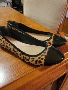 NWObox. Leopard Painted Calf Hair Flats By Alfani Step Flex. Sz 10 - Picture 1 of 13