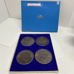 Vintage Bronze Coasters Gibson Extra Dry Liquors Century Canada Barware - Picture 1 of 8