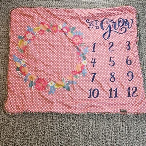 Matilda Jane AS I GROW Blanket Floral Pink Ruffles BABY MONTH PICTURES EUC - Picture 1 of 11