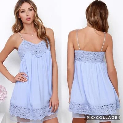 Vestido corto informal JOA para mujer talla M azul con cordones You'll Go encaje periwinkle Foto 1 de 4