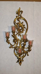 Aplique de pared vintage Hollywood Regency Syroco MCM 5 brazos #4049 36” patente 1968 - Imagen 1 de 5