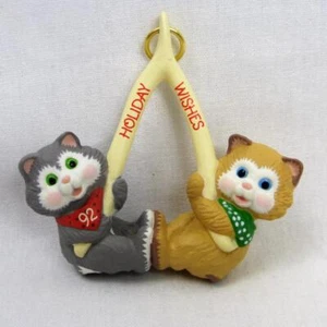 Hallmark Keepsake Ornament Holiday Wishes 1992 Kittens Wishbone Wish Bone - Picture 1 of 4