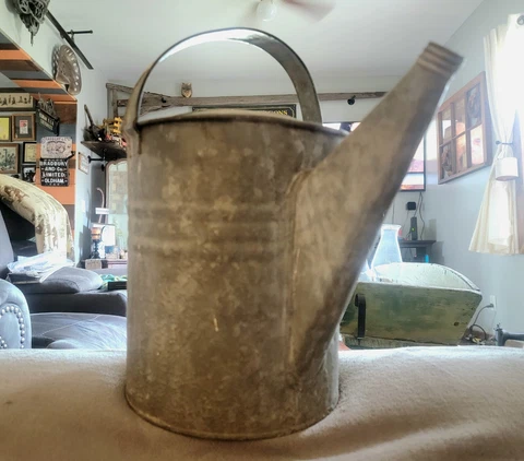 Vintage Galvanized No. 10 Watering Can Primitive Decor/Flower Pot/Farmhouse Cover