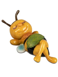 Dekofigur Biene liegend mit Blatt | Figur Zierfigur Skulptur Tierfigur 17x8,5 cm - Bild 1 von 1