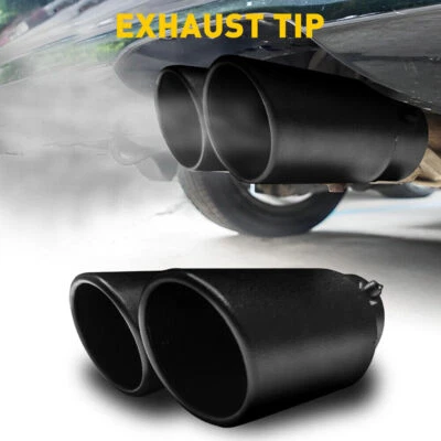2.5" Auto Car Black Muffler Rear Tip Exhaust Pipe Stainless Steel Tail Throat - Image 1 of 4