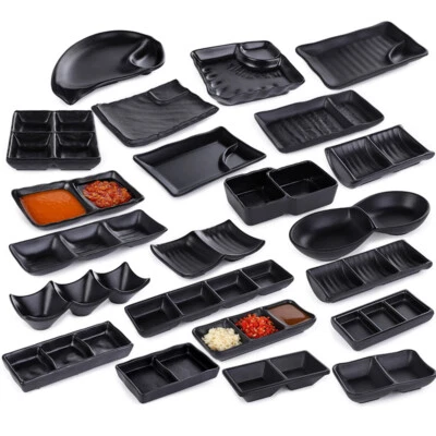 Black Melamine Food Grade Dinnerware Sauce Chili Dish Snack Plate for Restaurant - Image 1 of 4