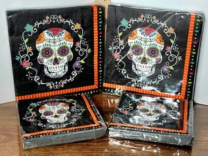 Día de los Muertos Calavera de Azúcar y Servilletas Florales para Bebidas y Almuerzo 2 paquetes de Ea. - Imagen 1 de 5