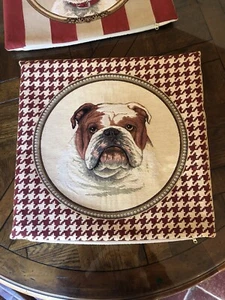 QUALITY ENGLISH BULLDOG JACQUARD WOVEN TAPESTRY THROW PILLOW CASE CUSHION COVER - Picture 1 of 3