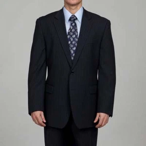 NAUTICA 100% Wool Black Gray Pin Stripe Godfather Sport Coal Blazer Mens Sz 44 L - Picture 1 of 8