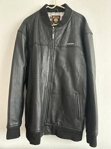 Vintage LIVE MECHANICS Size 4X  Black Leather Motorcycle Or Bomber Jacket - Picture 1 of 6