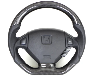 Empuñadura de carbono y cuero volante con forma inferior plana para honda acura nsx na1 2 Foto 1 de 4
