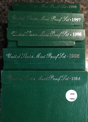 1994 1995 1996 1997 1998 Proof Set U.S. Mint 5 Sets San Francisco Mint - Image 1 of 4