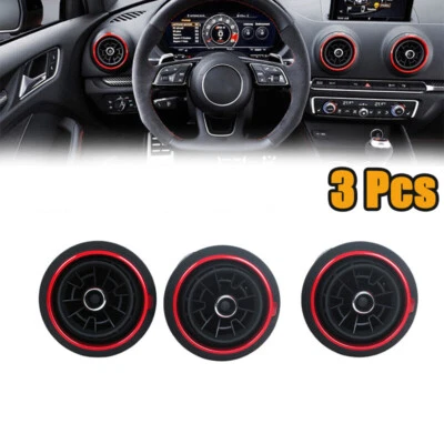 3pcs Dashboard Air Vent Conditioner Outlet Red For Audi S3 A3 RS3 2017 2018 - Imagem 1 de 4