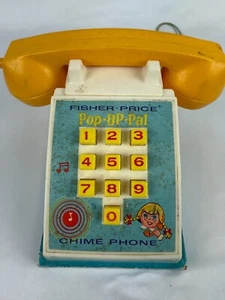 Teléfono Fisher Price Pop Up Pal Chime #150 1968 vintage - Imagen 1 de 10
