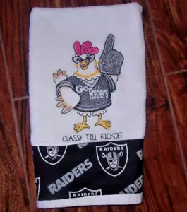 LAS VEGAS RAIDERS BORDER GO RAIDERS CHICKEN EMBROIDERY WHITE HAND TOWEL - Picture 1 of 2