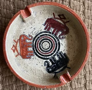 Vintage 60s BITOSSI Basket Weave Elephants Ceramic Ashtray Mid Century Mod Italy - Picture 1 of 9