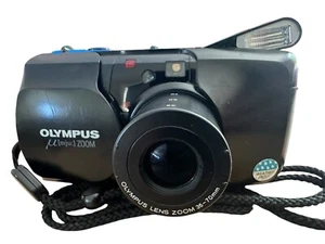 Olympus mju: Zoom Point & Shoot Compact Vintage 35mm Film Black Camera And Bag. - Picture 1 of 14