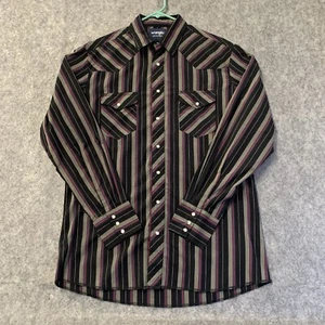 Camicia Wrangler Uomo LT Alta Nera Grigio Marrone Riga Perla Scatti - Foto 1 di 17