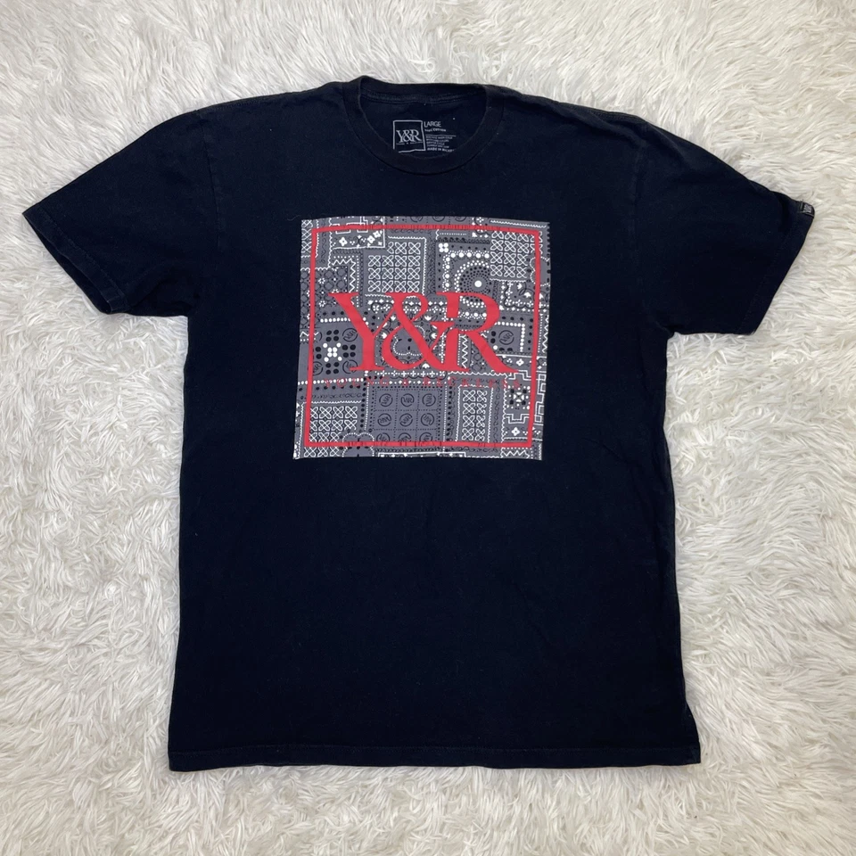 Camiseta de algodón Y&R para hombre joven e imprudente talla grande negra/roja Foto 1 de 4