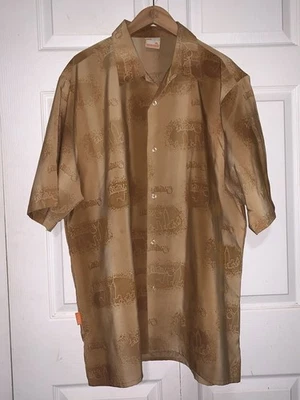 Southpole Shirt Mens XL Brown Cityscape Y2K Hip Hop Velvet Burnout Button Up - Image 1 of 4