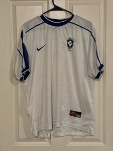 Brazil 1998 Soccer White Third Jersey National Team Mens Size L Autographed - Picture 1 of 7