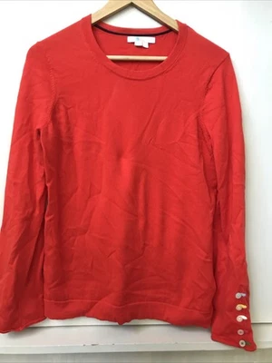 Boden Red Wool Cotton Crew Neck Sweater Button Sleeve Detail Size M Medium - Image 1 of 4