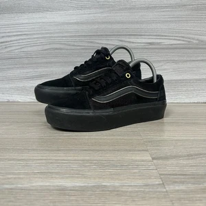 Vans Old Skool Platform Trainers Size 5 Pumps Shoes Sneakers Black Gold - Picture 1 of 14