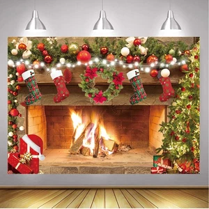 Weihnachten Kamin Fotografie Hintergrund Frohe Weihnachten Party Deko Hintergrund - Bild 1 von 9