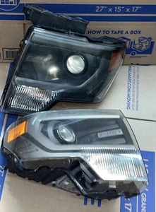USED SET OEM 2014 Ford F150 Raptor SVT Left Right Pair HID Headlight Black F150 - Picture 1 of 14