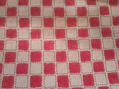 Vintage (1997) -56"x 44"-Red/Beige Checked-MODA by Lori Gardner Cotton Fabric  - Image 1 of 3