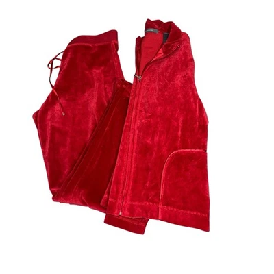 Liz Claiborne Mujer’s Chaqueta Mediana Pantalones Pequeños Manga Larga Traje de Salón Rojo  Foto 1 de 4